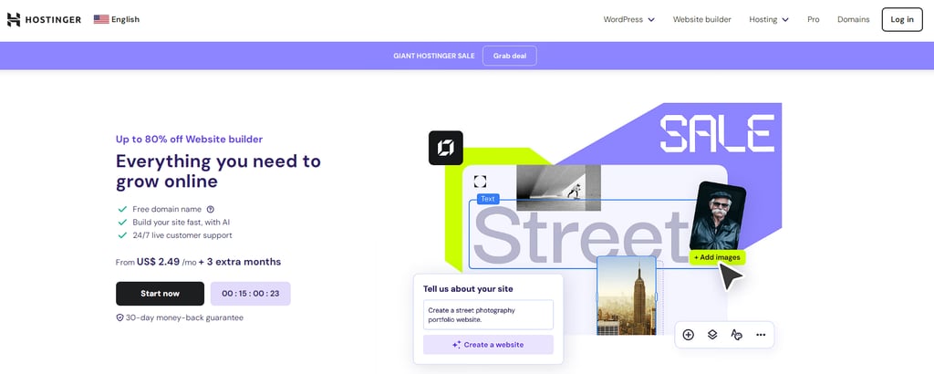 hostinger website builder landing page