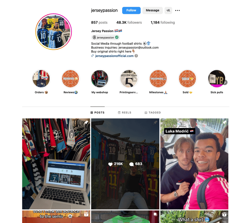 Jersey Passion's Instagram page