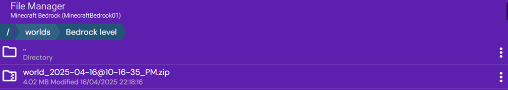 Bedrock level folder with the uploaded .zip file of a converted Minecraft world.