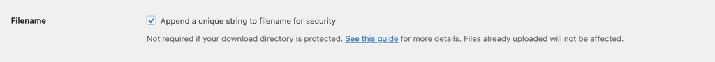 The Filename option in WooCommerce downloadable products settings