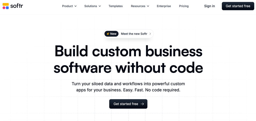 Homepage of Softr