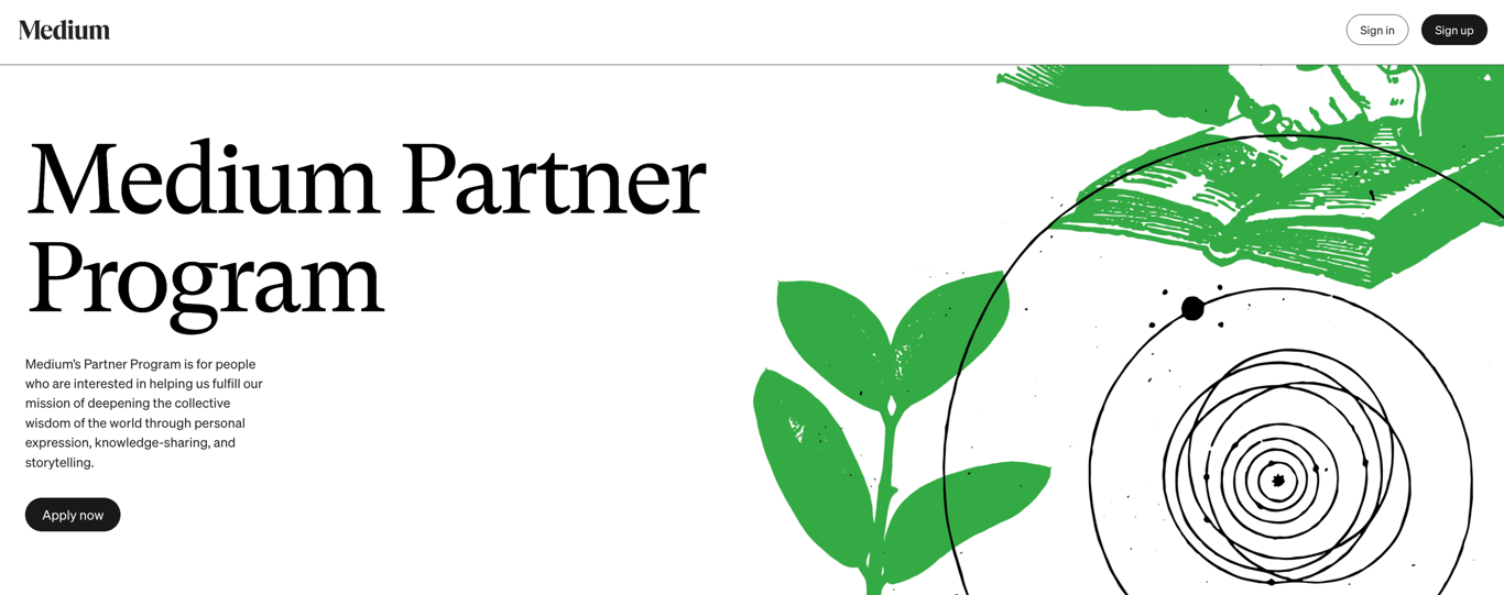 Medium Partner Program homepage