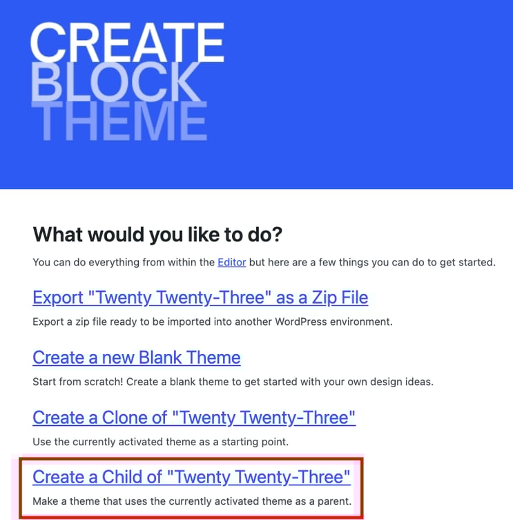 plugin create block theme para wordpress