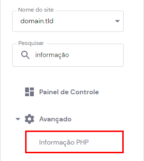 O bot&atilde;o PHP Info no hPanel