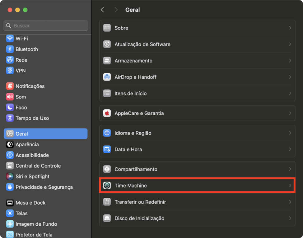 Time Machine no macOS