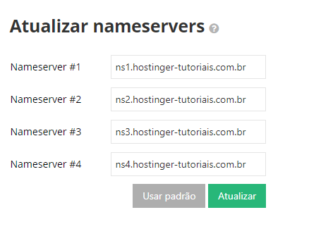 aplicando nameservers personalizados num dom&iacute;nio registrado na Hostinger para apontar dom&iacute;nio para vps