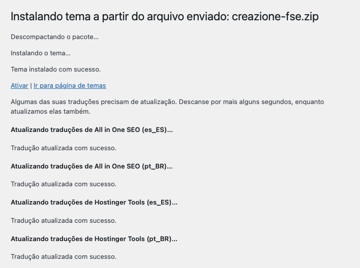 ativar tema ap&oacute;s upload de arquivo zip no wordpress