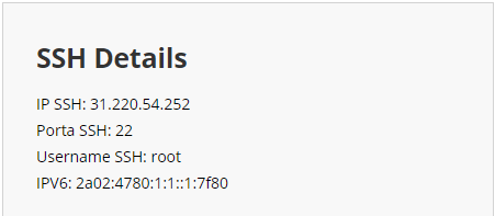 detalhes do endere&ccedil;o de ip ssh para apontar dom&iacute;nio para vps