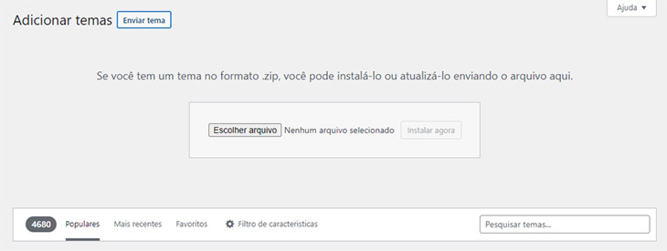 enviar tema no wordpress