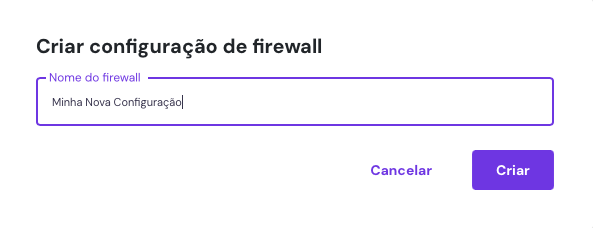 criando nova configura&ccedil;&atilde;o de firewall no hpanel