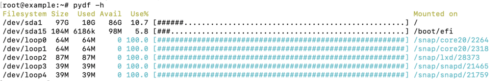 Sa&iacute;da do comando pydf