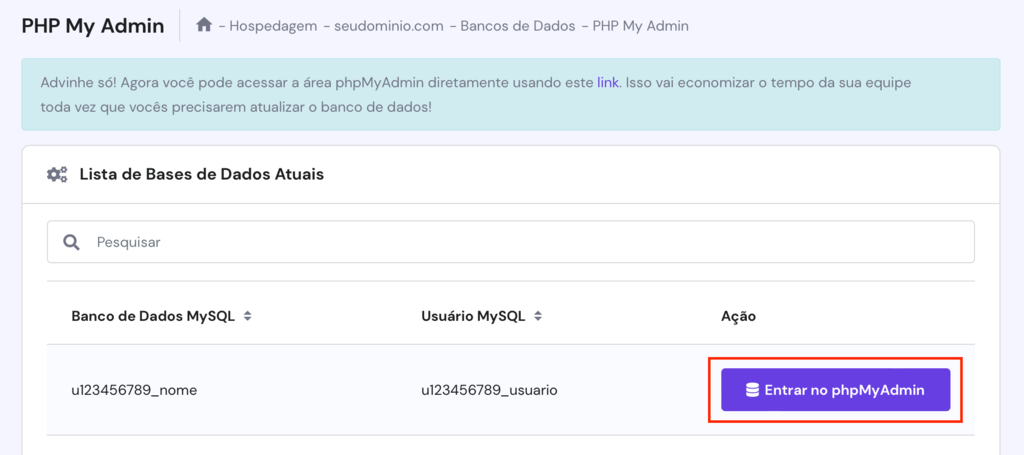acessando phpmyadmin pelo hpanel