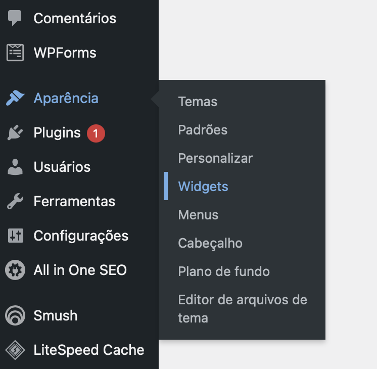 bot&atilde;o apar&ecirc;ncia - widgets na barra lateral do wordpress