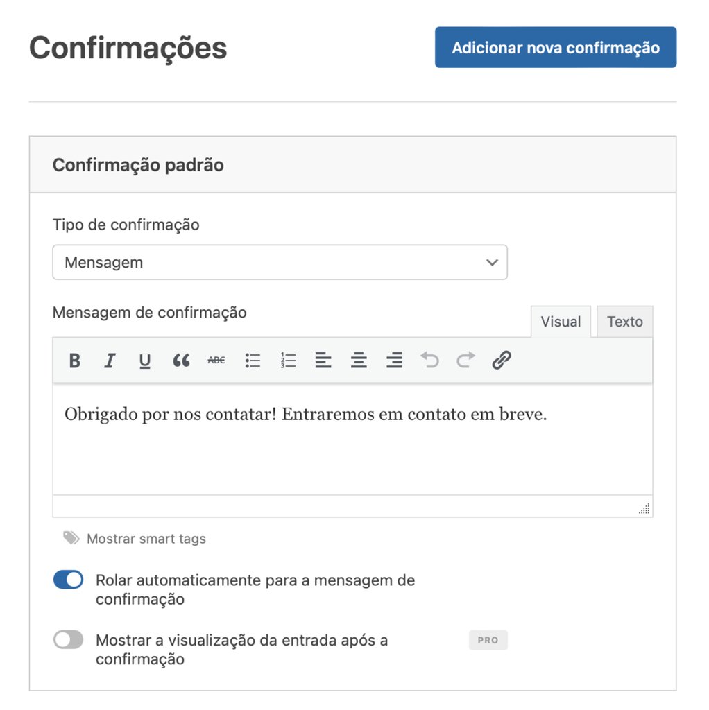 editando confirmação no wpforms