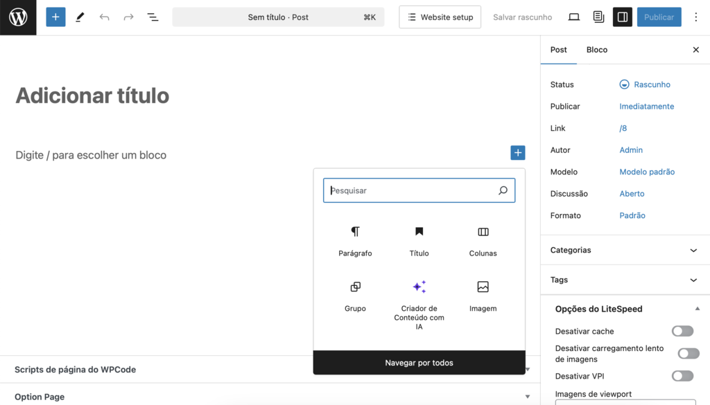 adicionando elemento no editor gutenberg wordpress