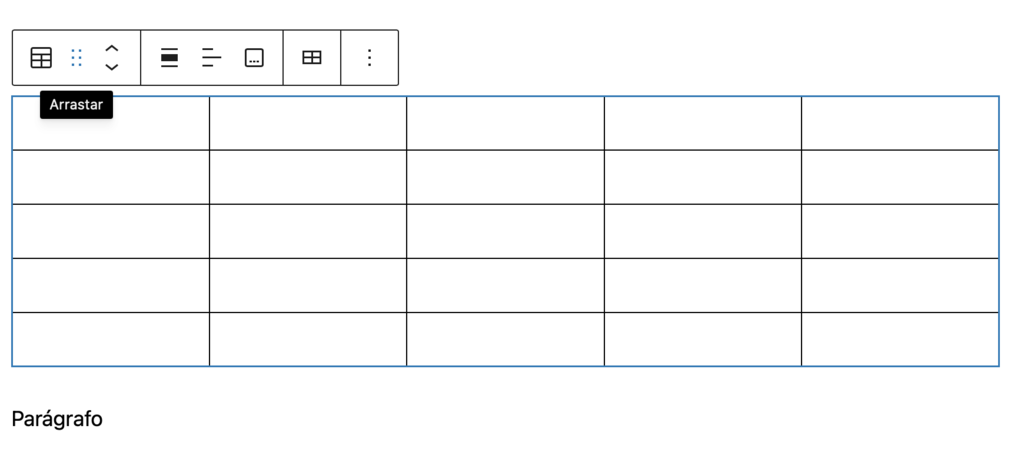 arrastando bloco no editor gutenberg