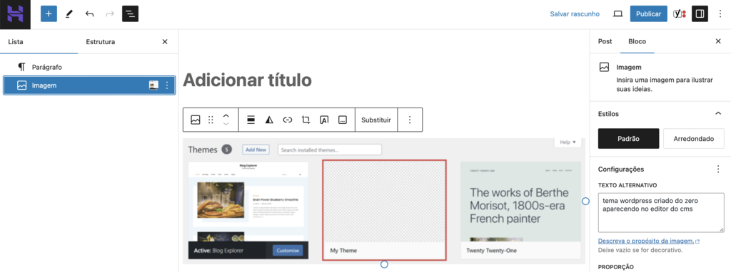 visualiza&ccedil;&atilde;o em lista no editor gutenberg do wordpress