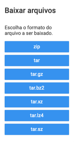opção de baixar arquivos do gerenciador em múltiplos formatos