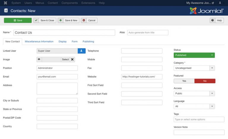 Como criar o Fale Conosco no Joomla