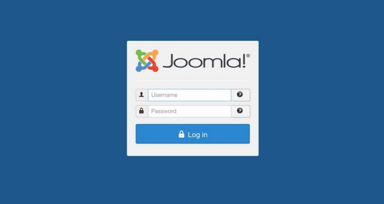 Tela de login do administrador do joomla