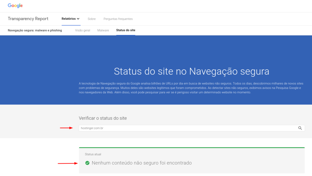 mensagem do google sobre virus