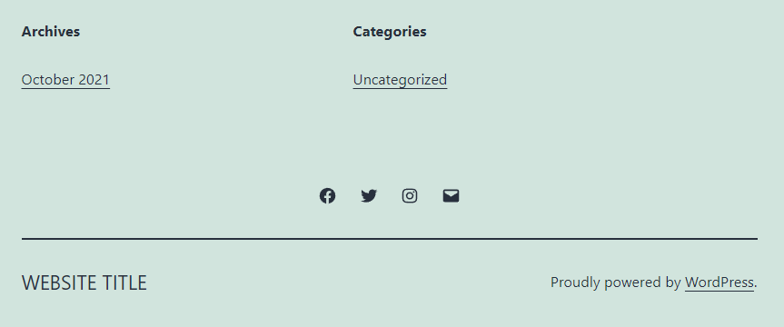 crédito "powered by WordPress" em tema padrão da plataforma