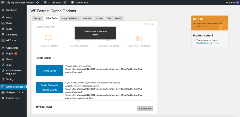 op&ccedil;&otilde;es do wp fastest cache