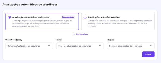 recurso de atualiza&ccedil;&otilde;es autom&aacute;ticas inteligentes do wordpress no hpanel