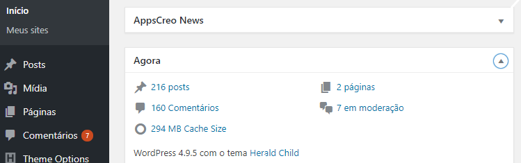 Como saber versão do WordPress pelo painel de Controle do Admin