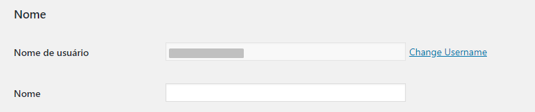 opção change username para mudar o nome de usuário no wordpress