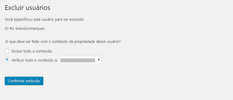 atribuindo todo o conteúdo do wordpress ao novo usuário criado no wordpress