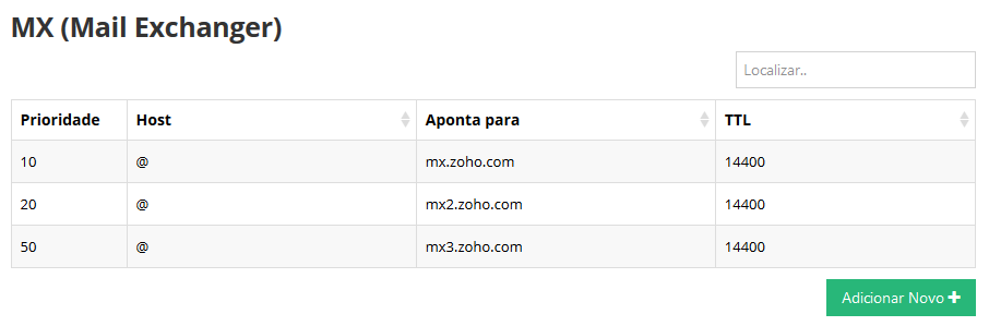 adicionar registros mx na zona dns