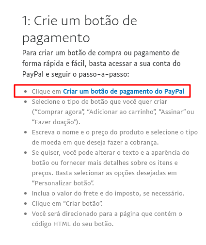 criando um botão de pagamento do paypal