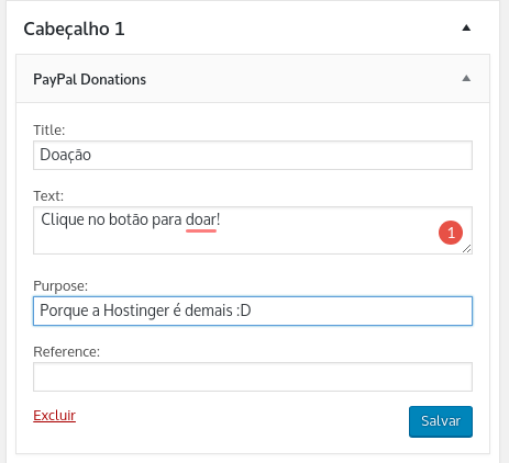 configurando widget do paypal