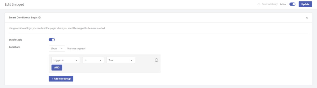 lógica condicional do plugin wpcode