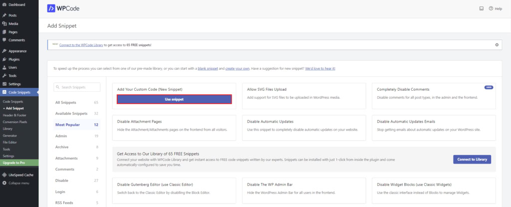 criando novo snippet no wpcode