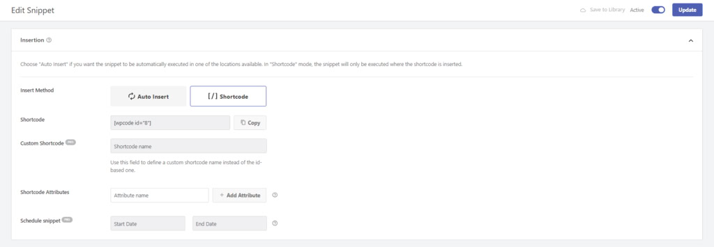 adicionando shortcode php ao plugin wpcode
