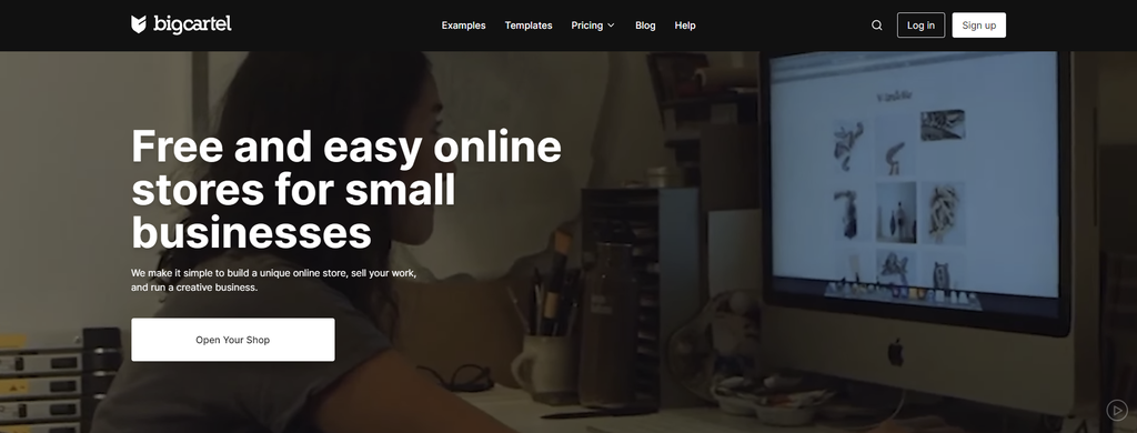 melhores plataformas de ecommerce: p&aacute;gina inicial do bigcartel