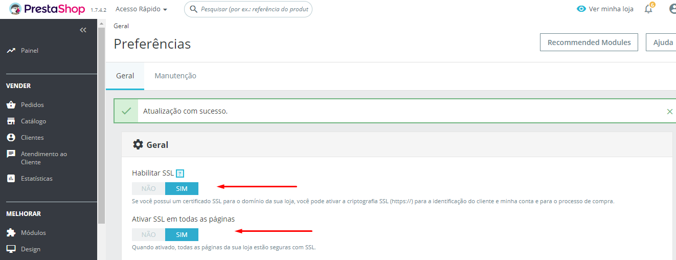 como habilitar ssl no prestashop