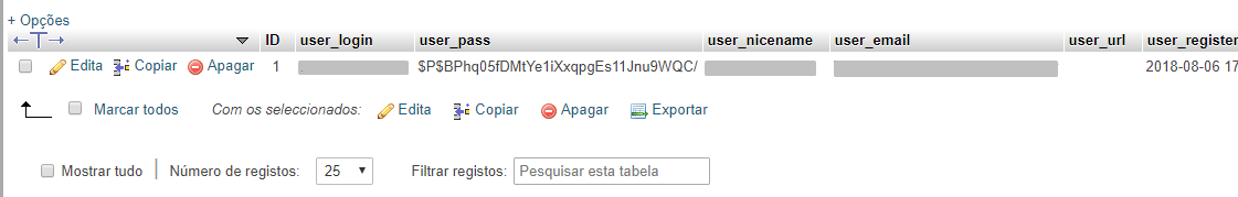 lista de usuários com acesso ao bando de dados php my admin