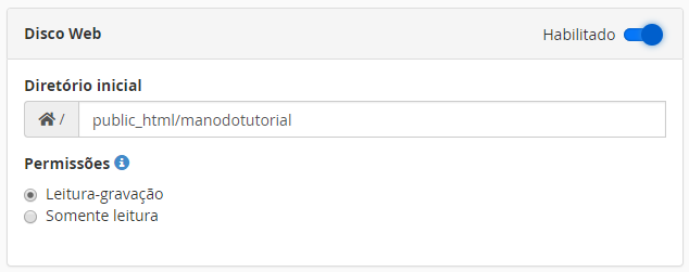 configura&ccedil;&otilde;es de disco web no cpanel