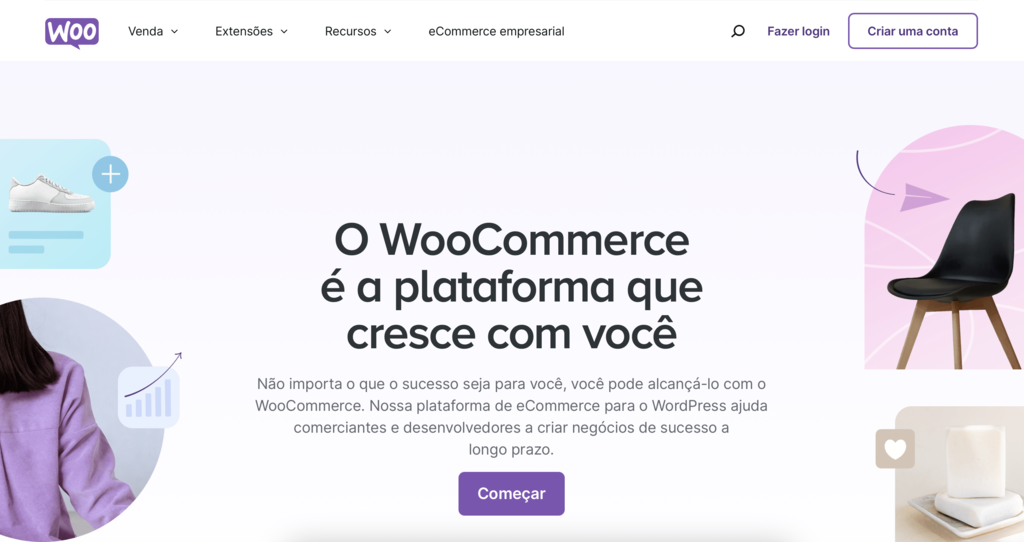 p&aacute;gina inicial do woocommerce na web