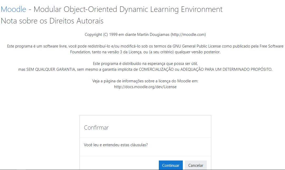 concluir instala&ccedil;&atilde;o do moodle