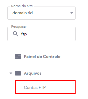 O bot&atilde;o Contas de FTP no hPanel