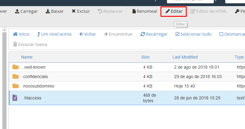 localizar op&ccedil;&atilde;o editar no .htaccess