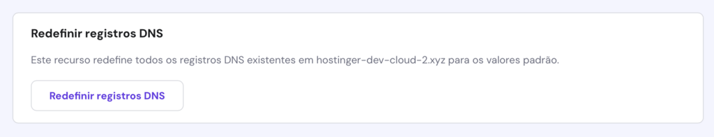 redefinindo registros de zona dns no hpanel