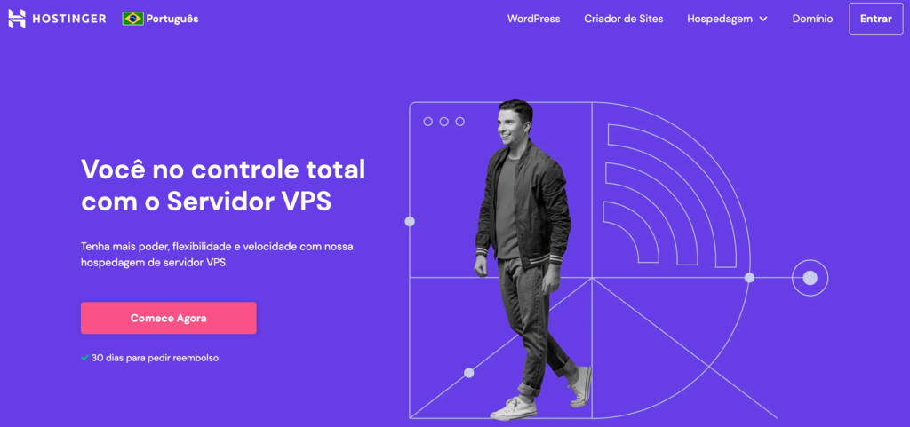 A p&aacute;gina inicial do VPS na Hostinger