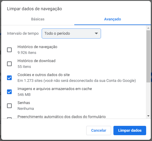 limpar dados de navega&ccedil;&atilde;o no chrome
