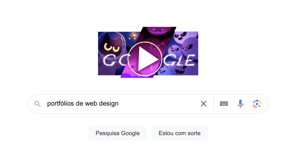 pesquisando portf&oacute;lios de web design no google