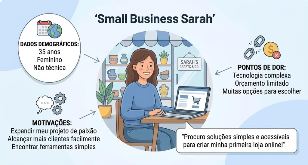 Exemplo de persona de usuário da “Small Business Sarah”